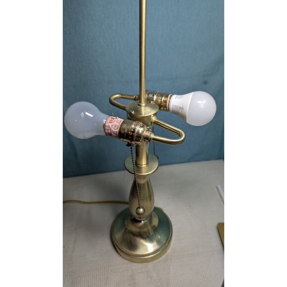 STIFFEL VTG BRASS TABLE LAMP 2 Arms 23" MCM RETRO 50'S CHARM NO SHADES - Picture 5 of 10